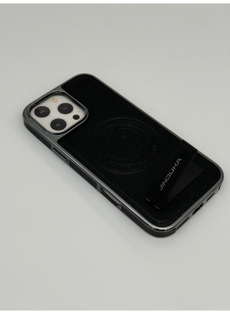 general JDK Luxury Leather Magnetic Kickstand Case for iPhone 16 Pro Max – Slim Shockproof Protective Cover with Foldable Stand - Image 4